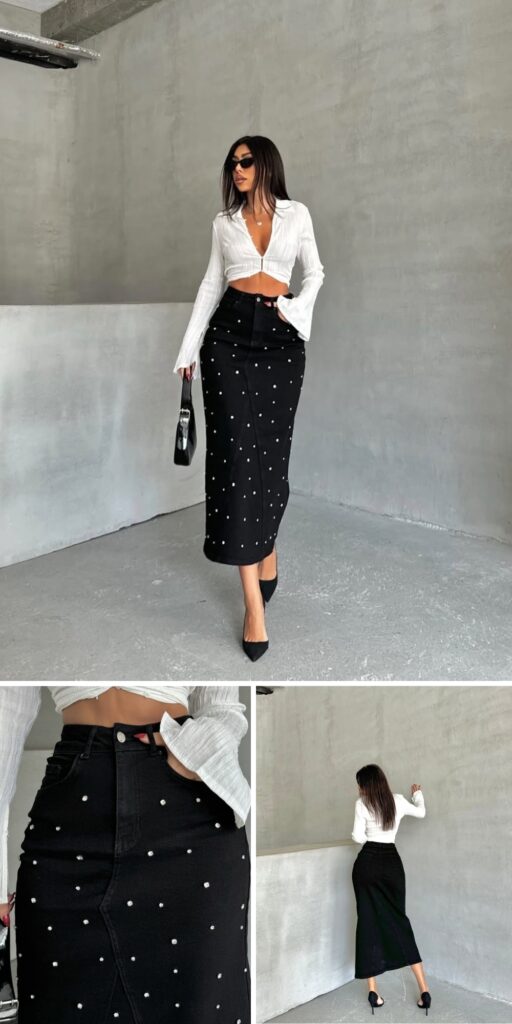 02 long denim skirt outfit ideas 1