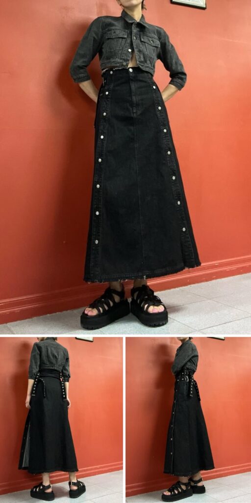 09 long denim skirt outfit ideas 1