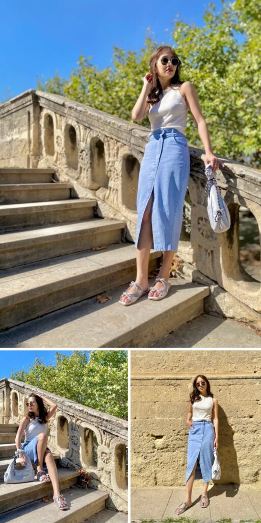 14 long denim skirt outfit ideas