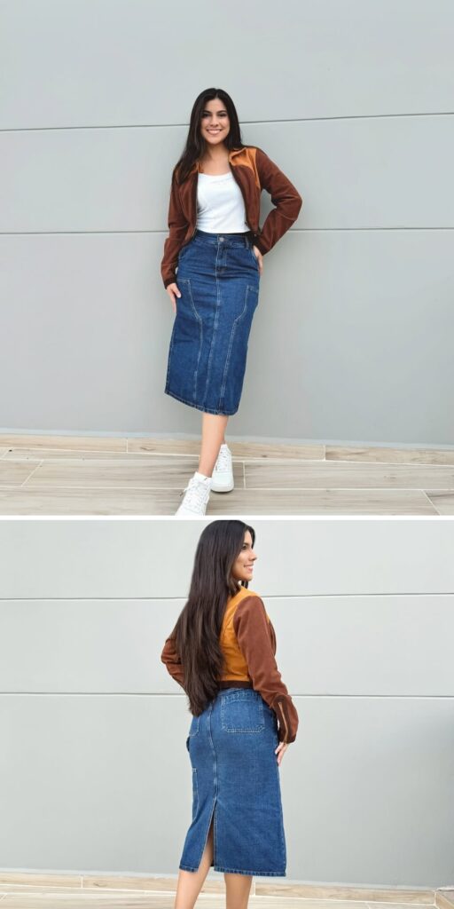 20 long denim skirt outfit ideas