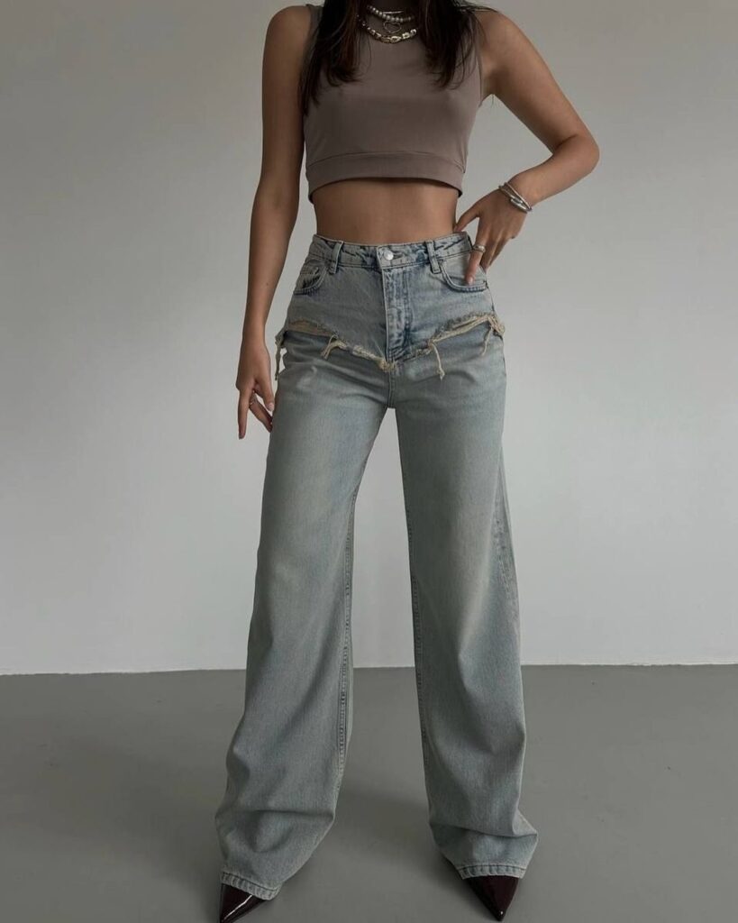 24 wide leg jeans outfit winter