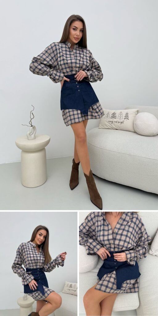 25 short denim skirt outfit idea