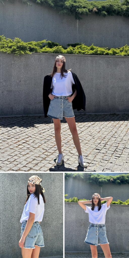 29 short denim skirt outfit idea