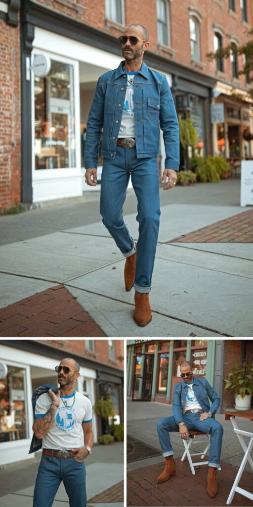 07 denim jacket men outfit 2025