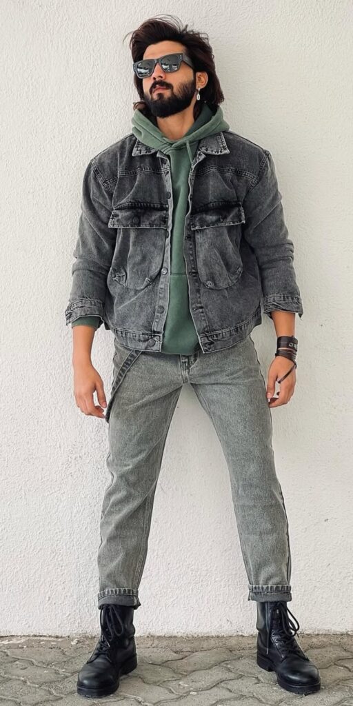 12 denim jacket men outfit 2025