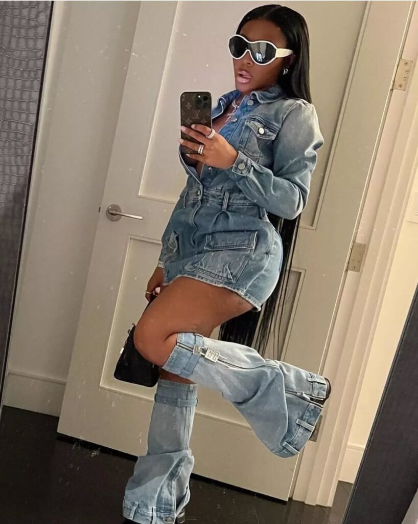 18 denim on denim outfit black women