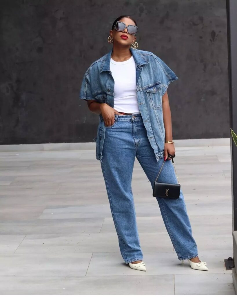 25 denim on denim outfit black women